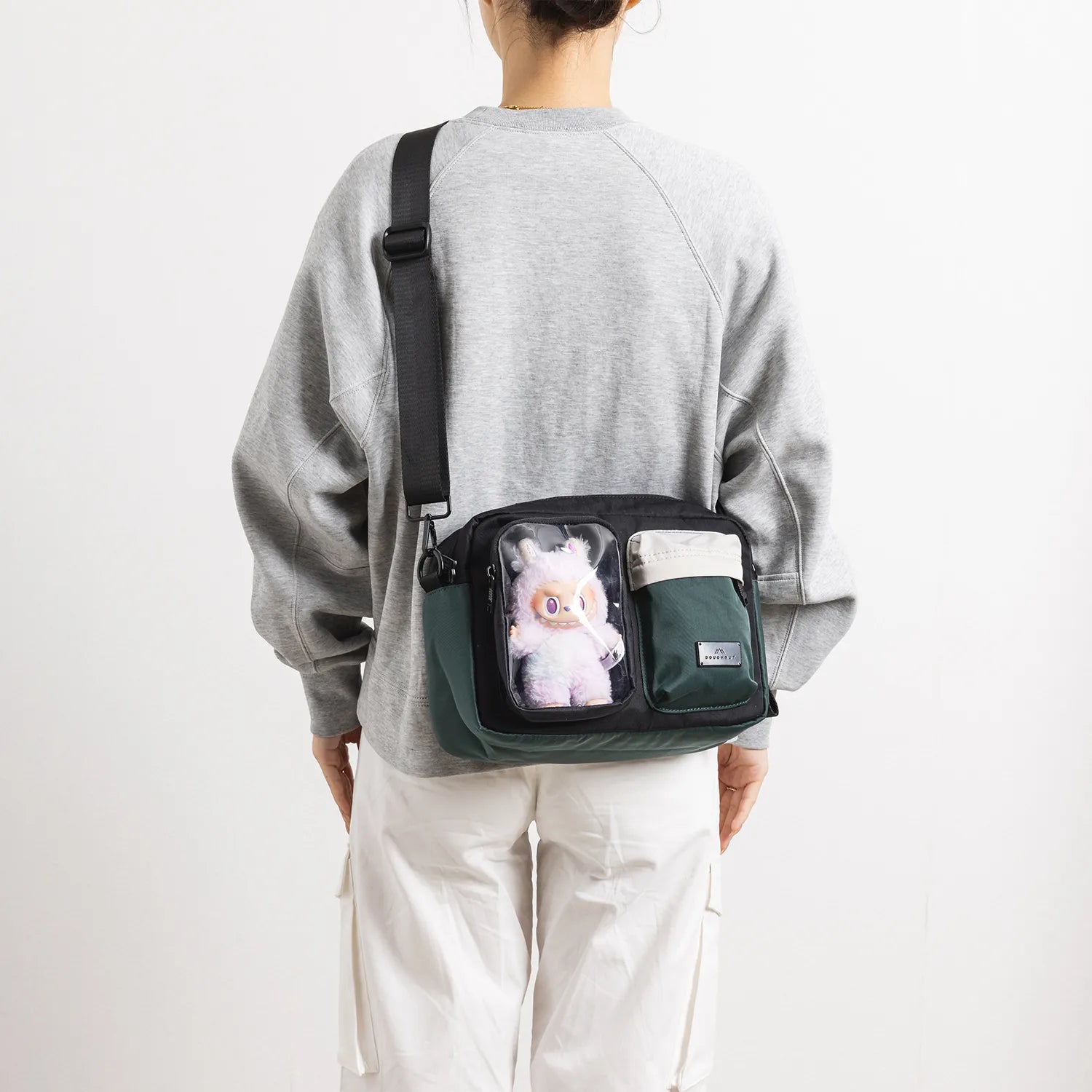 ドーナツ サッチェル ルーセント 透明ポケット付き ショルダーバッグ 痛バッグ 9L